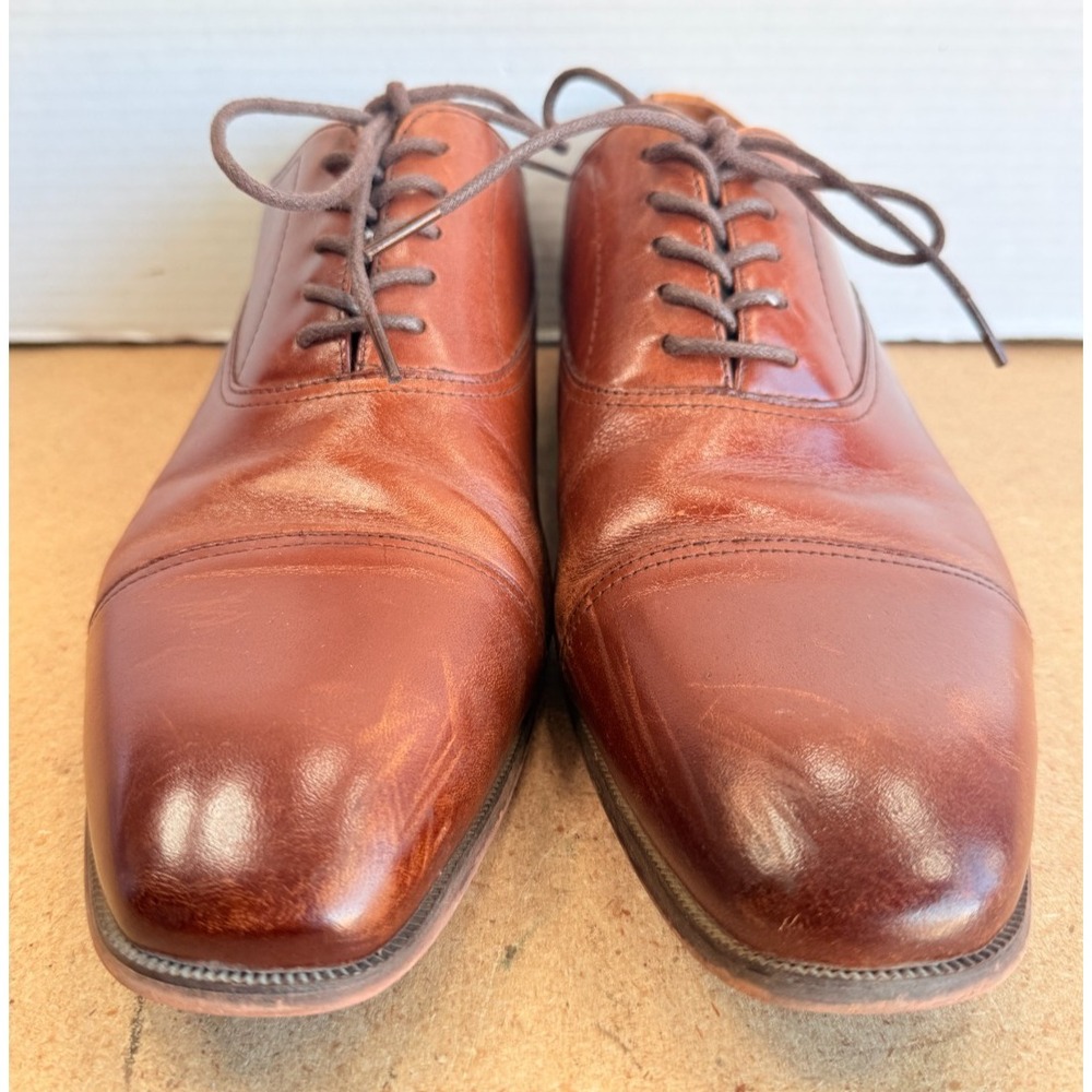 Mens Sz 9D Florsheim Brown Leather Cap Toe Oxford Lace Up‎ Dress Shoes - Picture 3 of 9